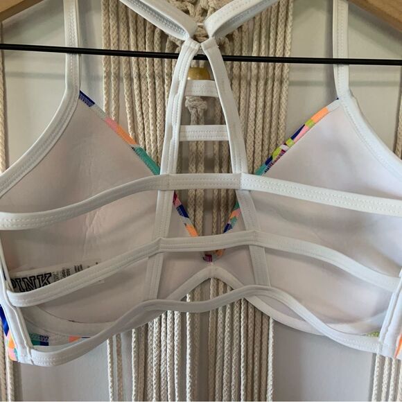 VICTORIA’S SECRET PINK Push Up Plunge Racerback Bikini Swim Top Small D DD - Picture 8 of 10